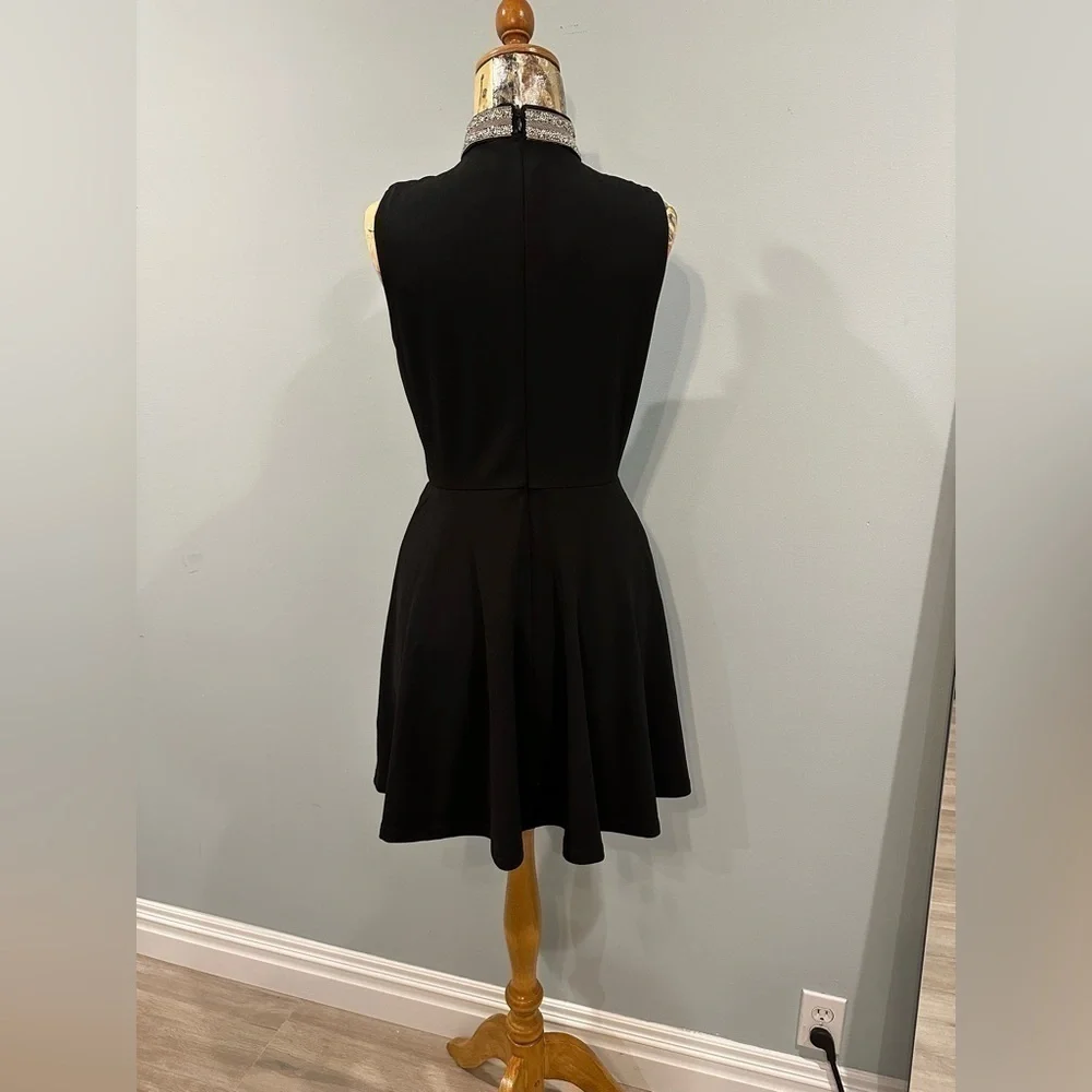 Lulus Embellished Mock Neck Black Skater Dress - Never worn! Size M - Picture 4 of 7